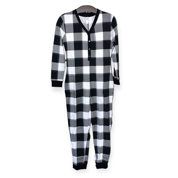 STARS ABOVE Women’s Thermal One Piece Pajamas in Black and Cream Size XS NEW - Picture 2 of 15